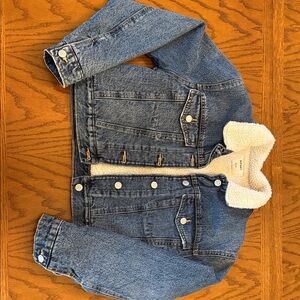 Old Navy Blue Denim Jacket with Cream Sherpa Lining